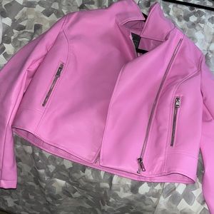 Pink leather jacket worn one time!!!